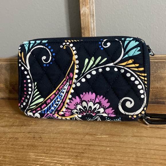 Vera Bradley black floral & paisley compact wallet - Picture 4 of 11